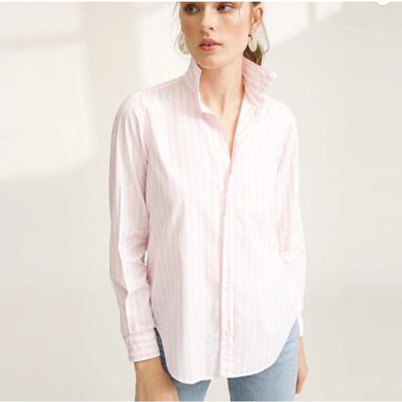 Frank & Eileen | Frank Pink/White Striped Button Down - Picture 13 of 13